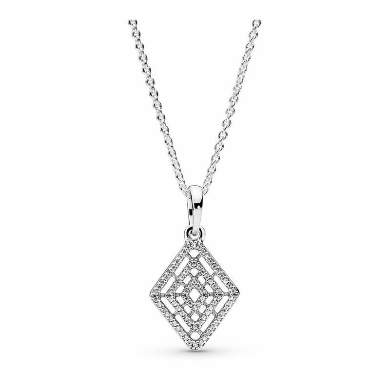 Pandora Australia Geometric Lines Necklace & Pendant - Sterling Silver | CKTROZ710